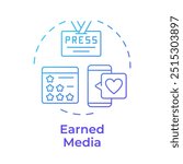 Earned media blue gradient concept icon. Rating service, ppc advertising. Business marketing. Round shape line illustration. Abstract idea. Graphic design. Easy to use in infographic, presentation