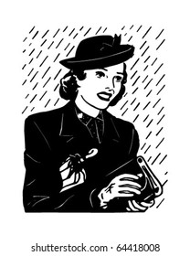 Earnest Shopper - Retro Clipart Illustration
