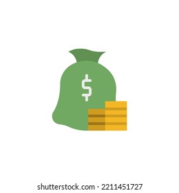 earning flat icon designed in flat style decorated with money bag icon elements and income icon in business icon theme