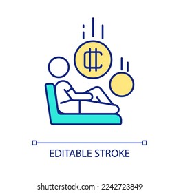 Earning free cryptocurrency RGB color icon. Easy way to get digital coins. Trader profit. Isolated vector illustration. Simple filled line drawing. Editable stroke. Arial font used
