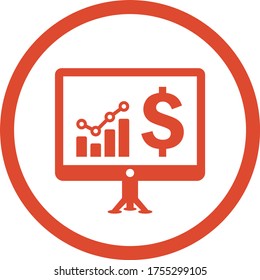 Earning graph, profit chart icon design