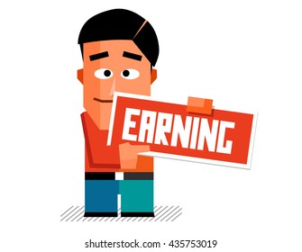 Earning graphic. Flat vector illustration.