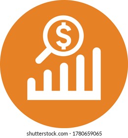 Earning growth analysis icon / orange vector