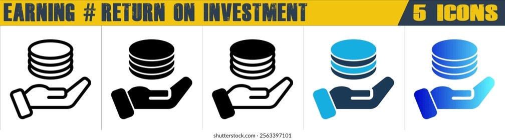 Earning icon with 5 styles (outline, solid, mixed, duotone and solid gradient)