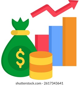 Earning Icon Flat Vector Illustration