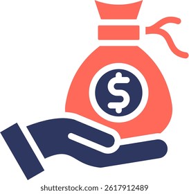Earning Icon Glyph Color Vector Illustration