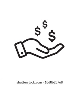 earning icon with line drawing, saving money and receive income symbols.