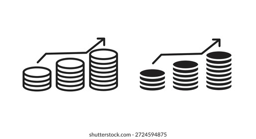 Earning icon with line and silhouette versions.