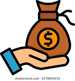 Earning Icon Lineal Color Vector Illustration