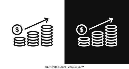 Earning icon set. Money increase vector symbol. Revenue and profit boost sign. Income growth icon. Investment gain pictogram. Inflation rise symbol.