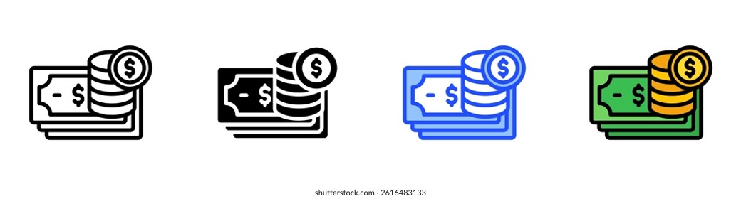 Earning Icon Set With Multiple Style Collection
