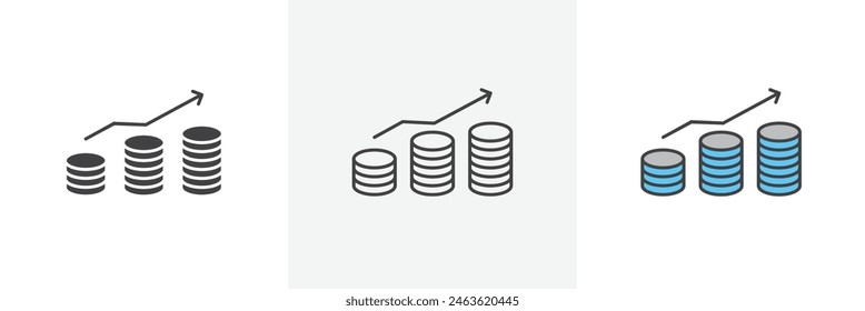 Earning icon set. Wealth accumulation vector symbol. Profit surge sign. Revenue enhancement icon. Investment growth pictogram. Inflation increase symbol.