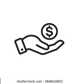 Verdienen von Symbolvektoren, Verdienen von Concept-Symbolen mit der rechten Hand und Dollarmünzen oben.