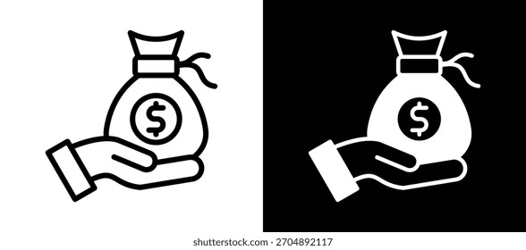 Earning Icon Ilustración vectorial negro blanco
