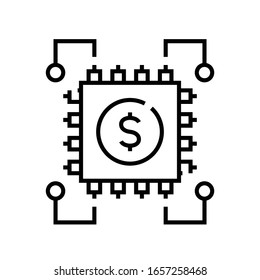 Icono de línea de información de ganancias, signo de concepto, ilustración de vector de esquema, símbolo lineal.