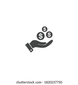 Earning Money Icon Black and White Vector Graphic