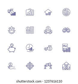 Earning money icons. Set of line icons. Cost, economy, profit. Management concept. Vector illustration can be used for topics like financial company, accounting, business 