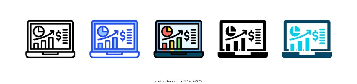 Earning Report Icon Collection With Multiple Styles
