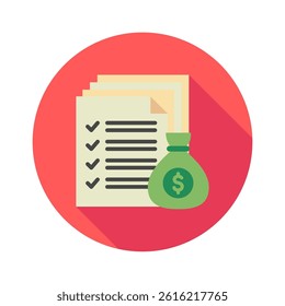 Earning Report mini illustration rounded color icon, use for taxation, economy, business, finance, UI, UX kit, app and web development, digital or print.