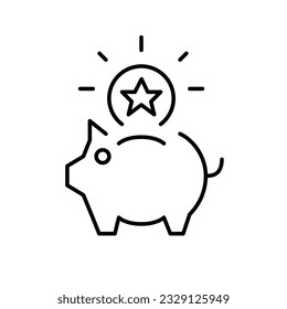 Earning rewards for customer loyalty program. Pixel perfect, editable stroke