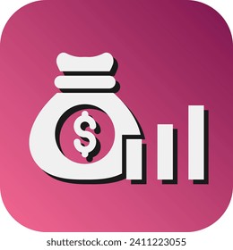 Earning Vector Glyph Gradient Background Icon For Personal And Commercial Use.
