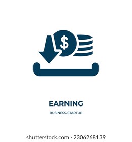 earning vector icon. earning, banking, bank filled icons from flat business startup concept. Isolated black glyph icon, vector illustration symbol element for web design and mobile apps