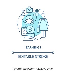 Earnings blue concept icon. Maternity leave payment abstract idea thin line illustration. Statutory parental leave allowance. Estimate income. Vector isolated outline color drawing. Editable stroke