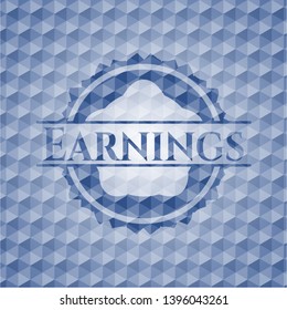 Earnings blue hexagon badge. Vector Illustration. Detailed.