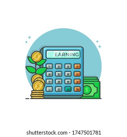 Cálculo de ganancias. Concepto de Icono del vector de cálculo Ilustración