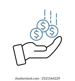 Icono de línea de concepto de ganancias. Ilustración de elemento simple. diseño de símbolo de esquema de ganancias.