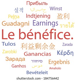  Earnings  in different languages Vector illustration.