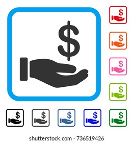Earnings Hand icon. Flat gray iconic symbol in a light blue rounded square. Black, gray, green, blue, red, orange color additional versions of Earnings Hand vector. Designed for web and software UI.