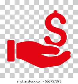 Earnings Hand icon. Vector illustration style is flat iconic symbol, red color, transparent background. Designed for web and software interfaces.