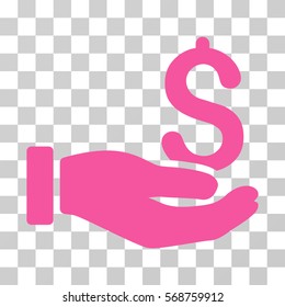 Earnings Hand icon. Vector illustration style is flat iconic symbol, pink color, transparent background. Designed for web and software interfaces.