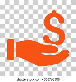 Earnings Hand icon. Vector illustration style is flat iconic symbol, orange color, transparent background. Designed for web and software interfaces.