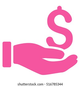 Earnings Hand vector icon. Flat pink symbol. Pictogram is isolated on a white background. Designed for web and software interfaces.