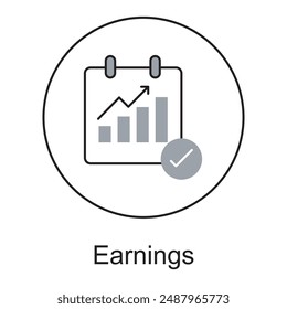 Earnings Icon with Dollar Sign, Vector Icon Representing Financial Earnings, Earnings and Income Growth Icon