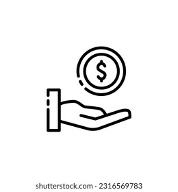 Earnings icon. Line icon, black, ways to earn. Vector icon.