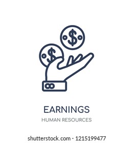 Earnings icon. Earnings linear symbol design from Human resources collection.