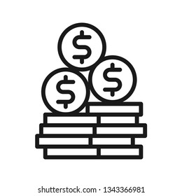 Earnings icon. Stroke outline style. Vector. Isolate on white background.