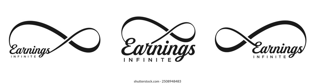 ganhos Design do logotipo Infinity, ganhos da marca de palavra com a combinação de ícone Infinity, ilustração vetorial