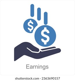 Earnings and money icon concept
