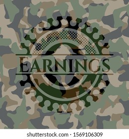 Earnings on camouflage texture. Vector Illustration. Detailed.
