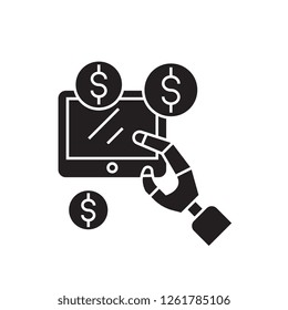 Earnings online black vector concept icon. Earnings online flat illustration, sign