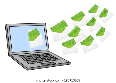 earnings over the internet, vector illustration
