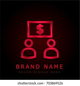 Earnings red chromium metallic logo