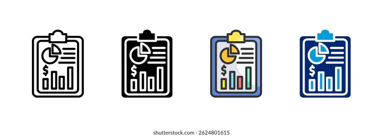 Earnings Report Icon Set Multiple Style Collection