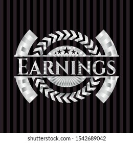 Earnings silvery shiny emblem. Vector Illustration. Mosaic.