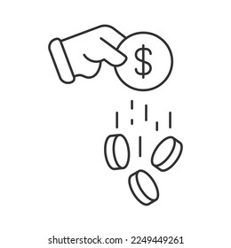 Icono vector de ganancias. Firma de línea para concepto móvil y diseño web. Símbolo, ilustración del logotipo. Gráficos vectoriales