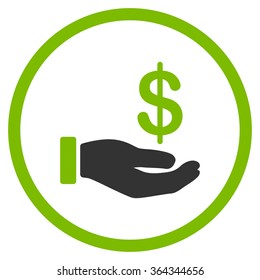 Earnings vector icon. Style is bicolor flat circled symbol, eco green and gray colors, rounded angles, white background.